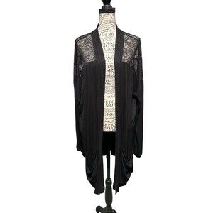 Torrid Womens PLUS SIZE 3 BLACK LACE CONTRAST‎ CARDIGAN KIMONO Gothic